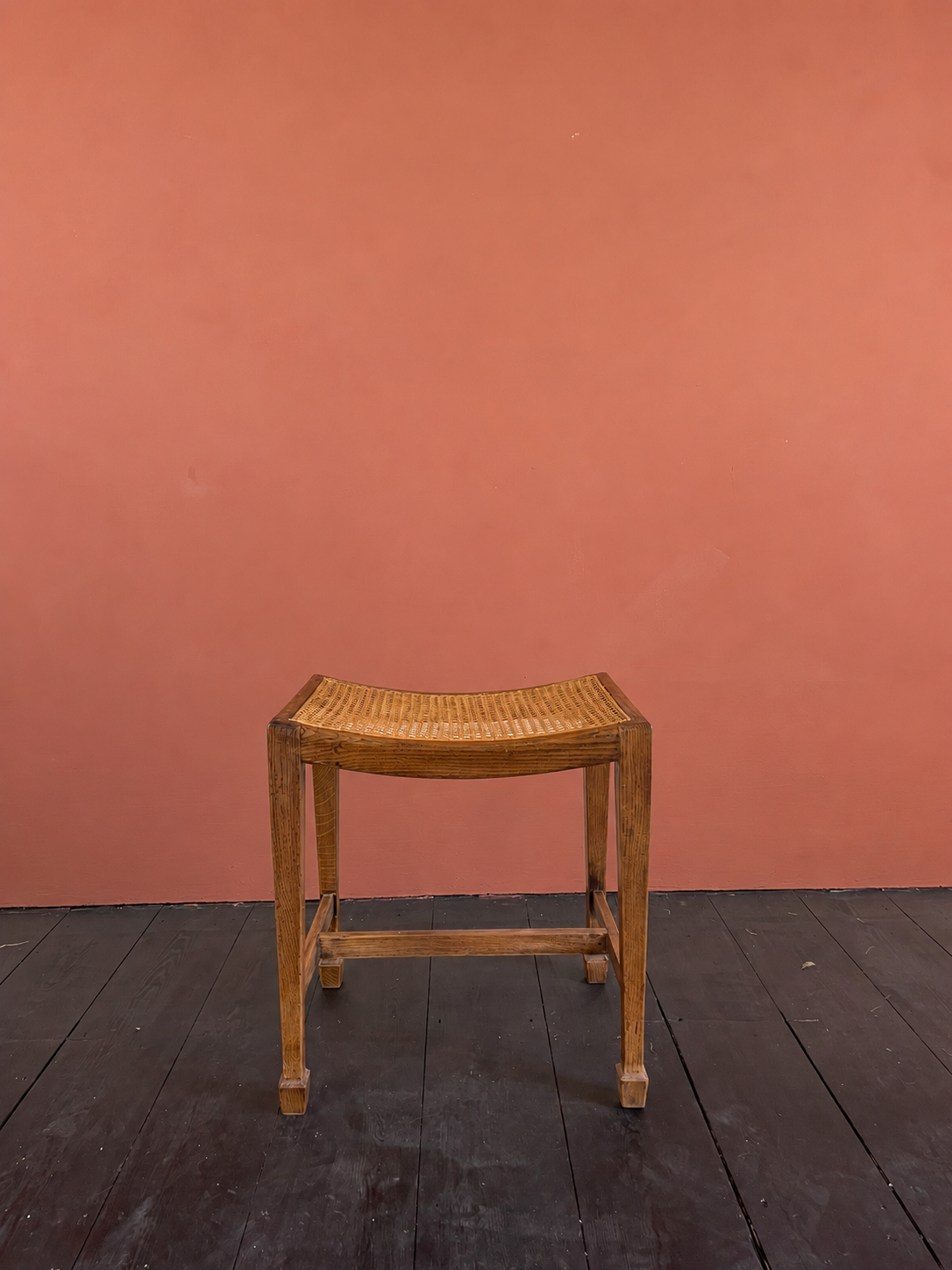 Arts and Crafts, Oak and Cane Stool, Early 20th Century