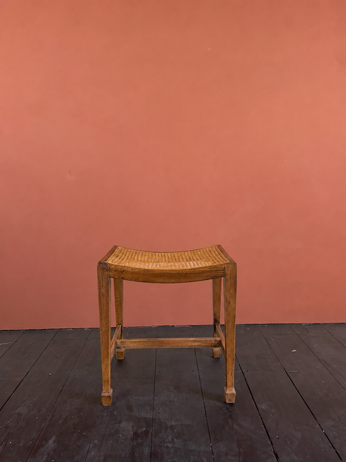 Arts and Crafts, Oak and Cane Stool, Early 20th Century