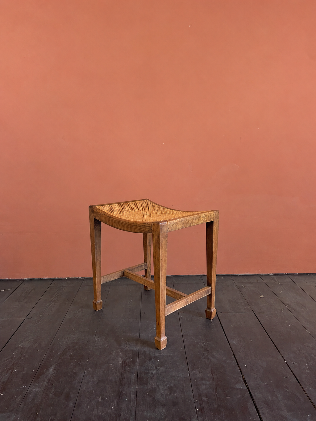 Arts and Crafts, Oak and Cane Stool, Early 20th Century