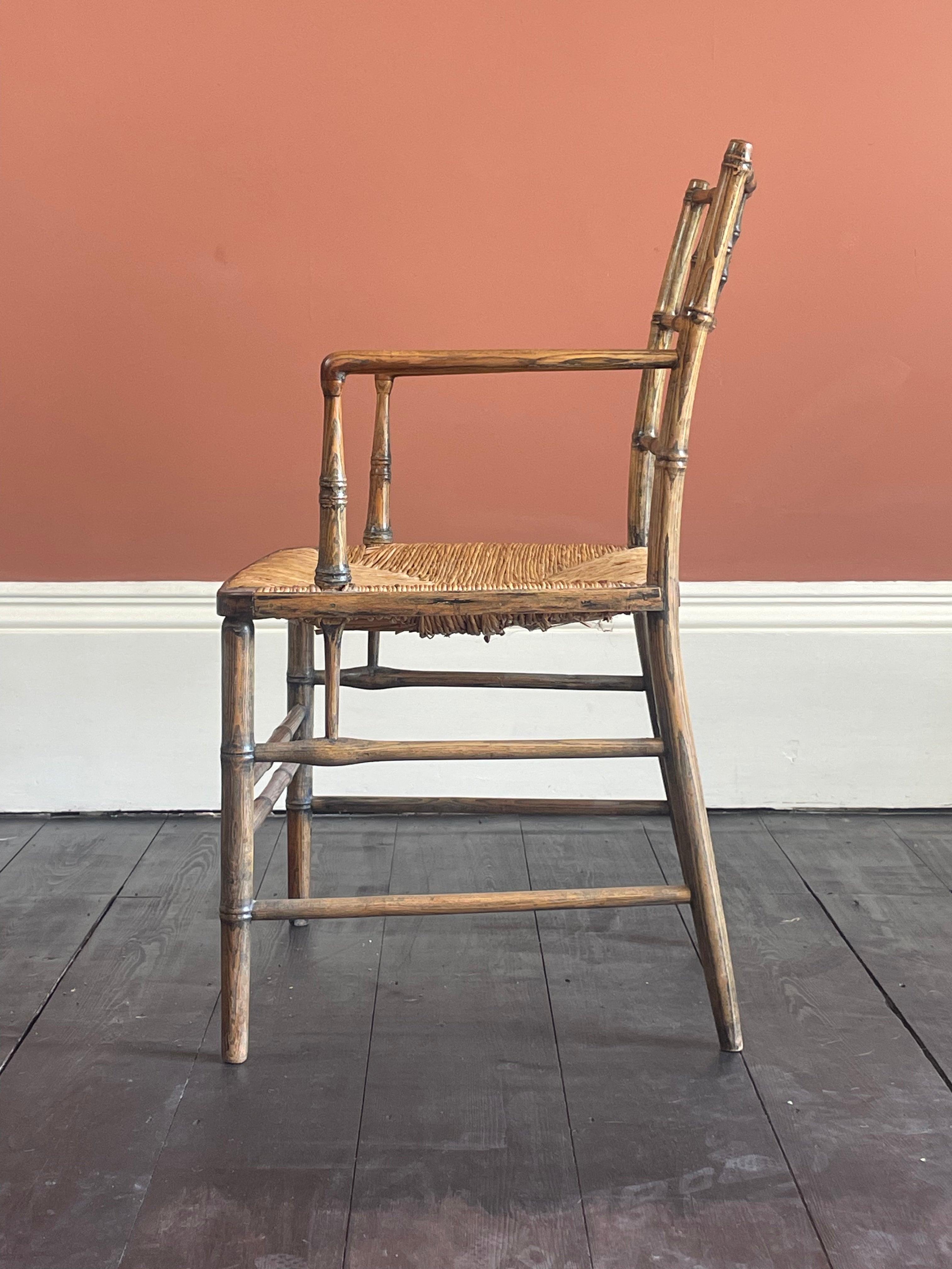English Regency Simulated Bamboo Armchair c.1820