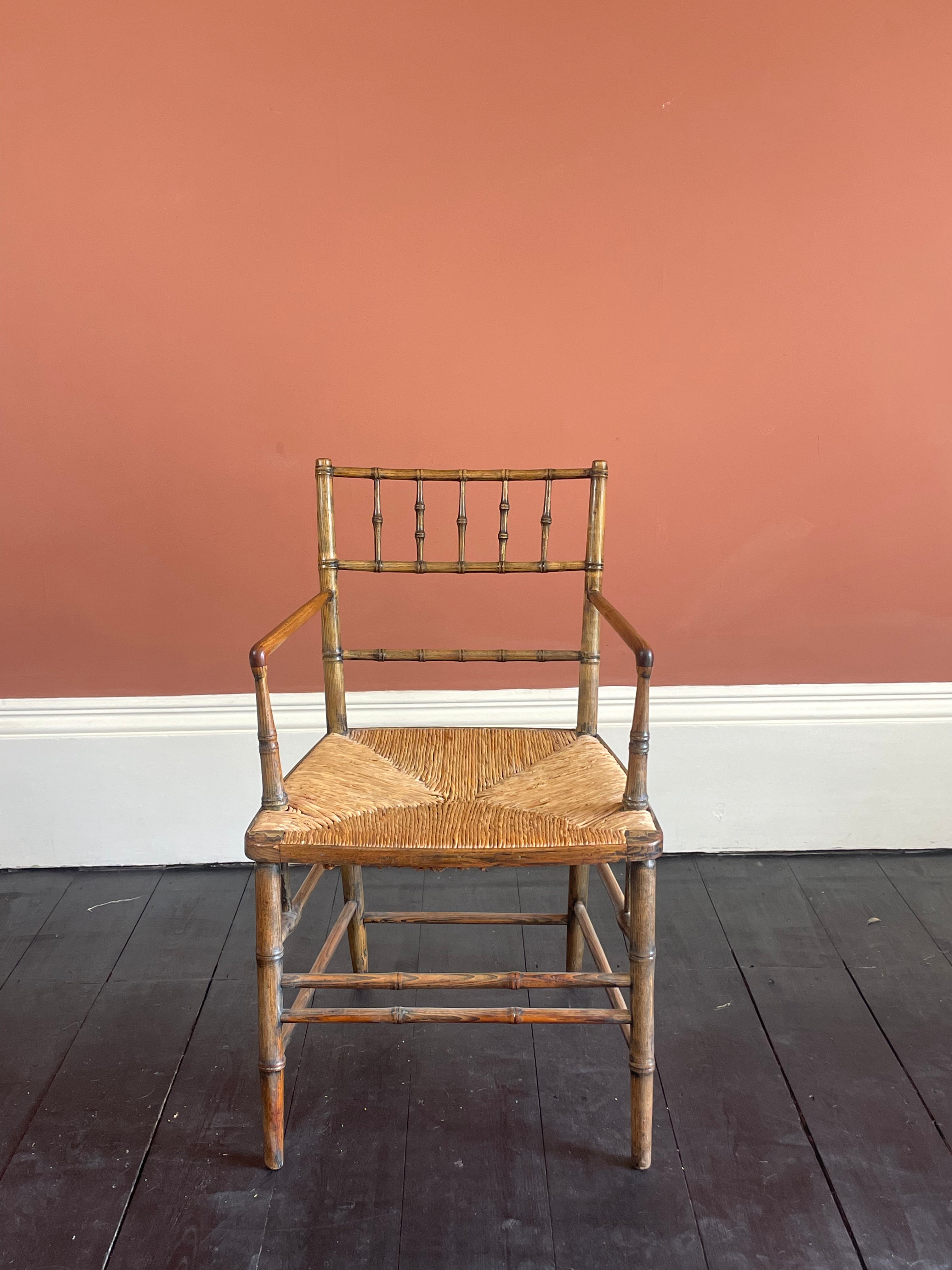 English Regency Simulated Bamboo Armchair c.1820