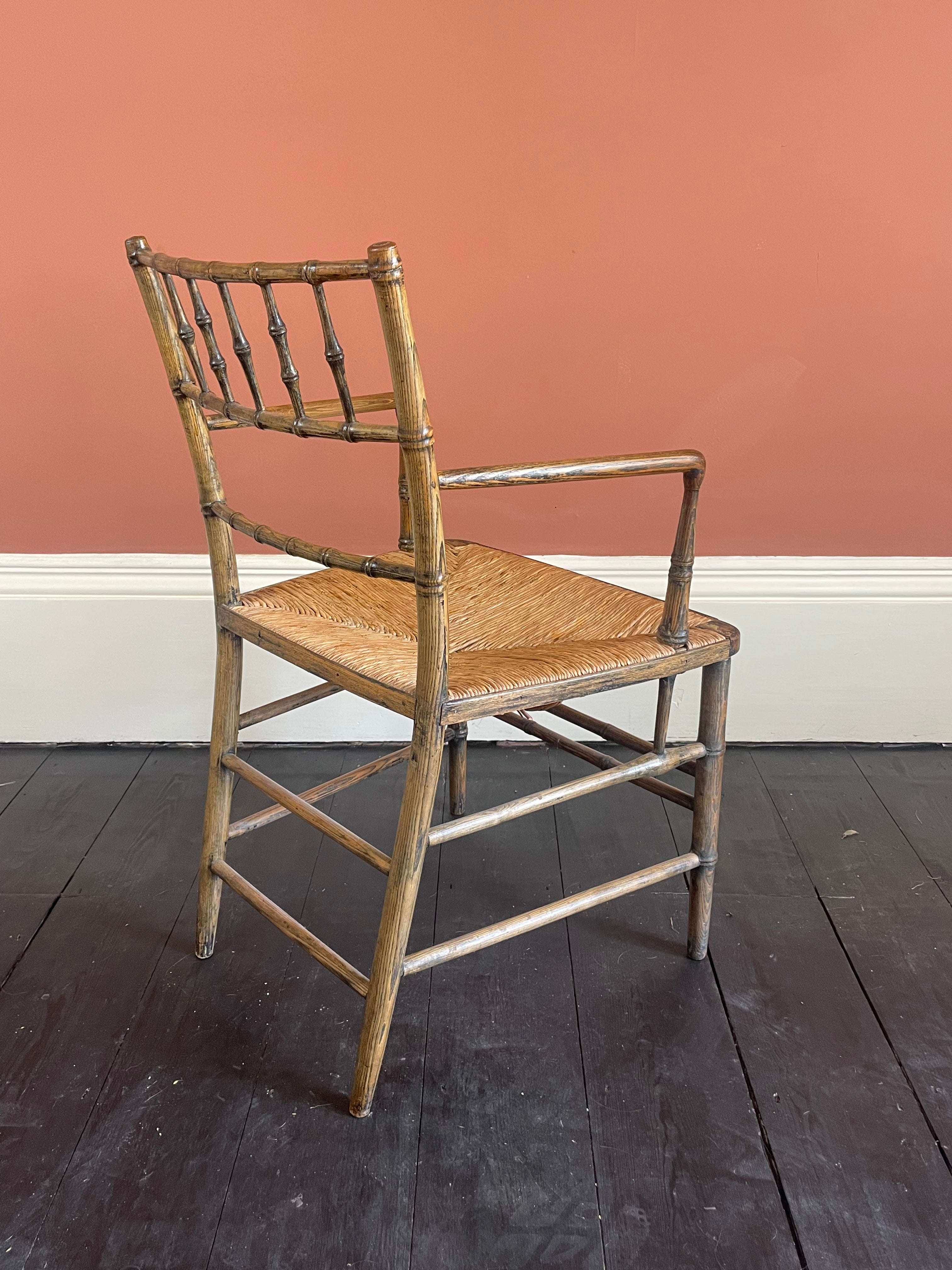 English Regency Simulated Bamboo Armchair c.1820
