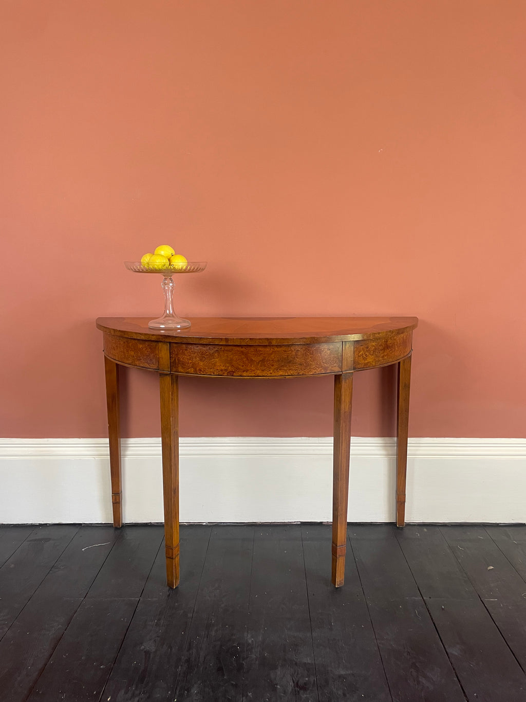 Sheraton Revival Demi-Lune Consol Table, 20th Century