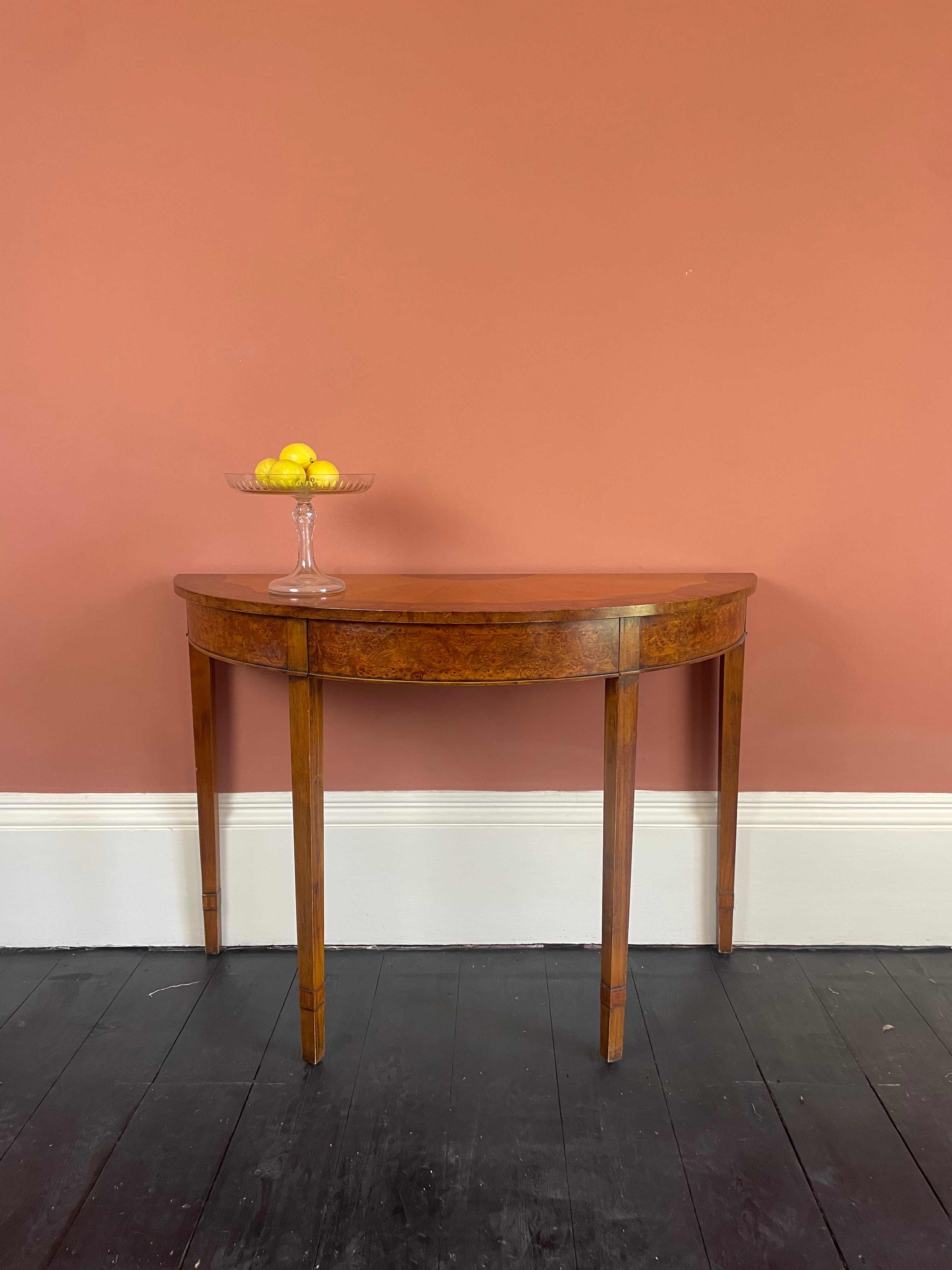 Sheraton Revival Demi-Lune Consol Table, 20th Century