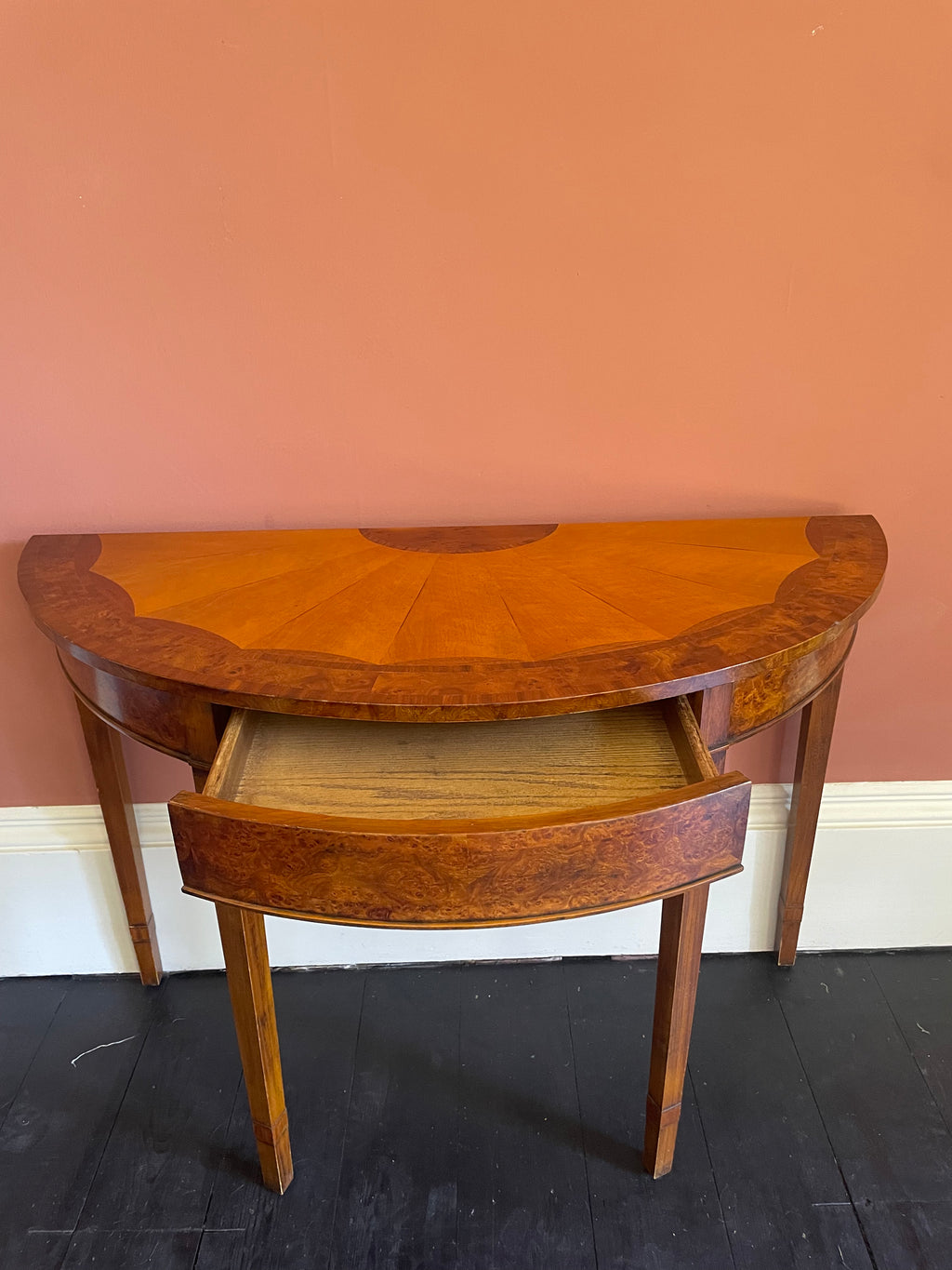 Sheraton Revival Demi-Lune Consol Table, 20th Century