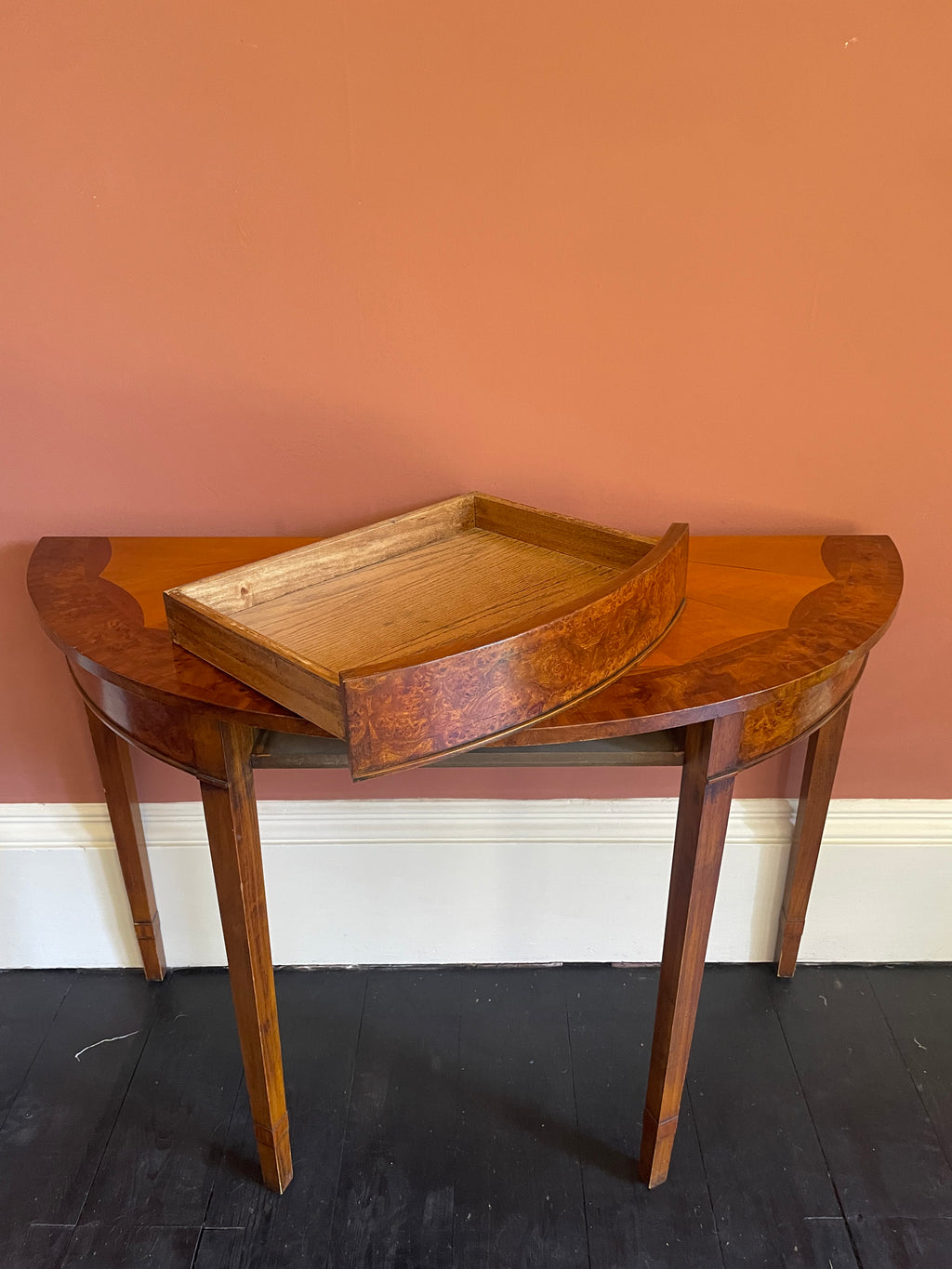 Sheraton Revival Demi-Lune Consol Table, 20th Century
