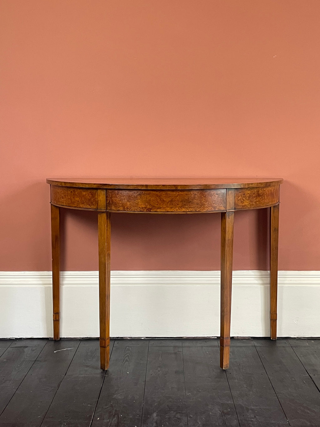 Sheraton Revival Demi-Lune Consol Table, 20th Century