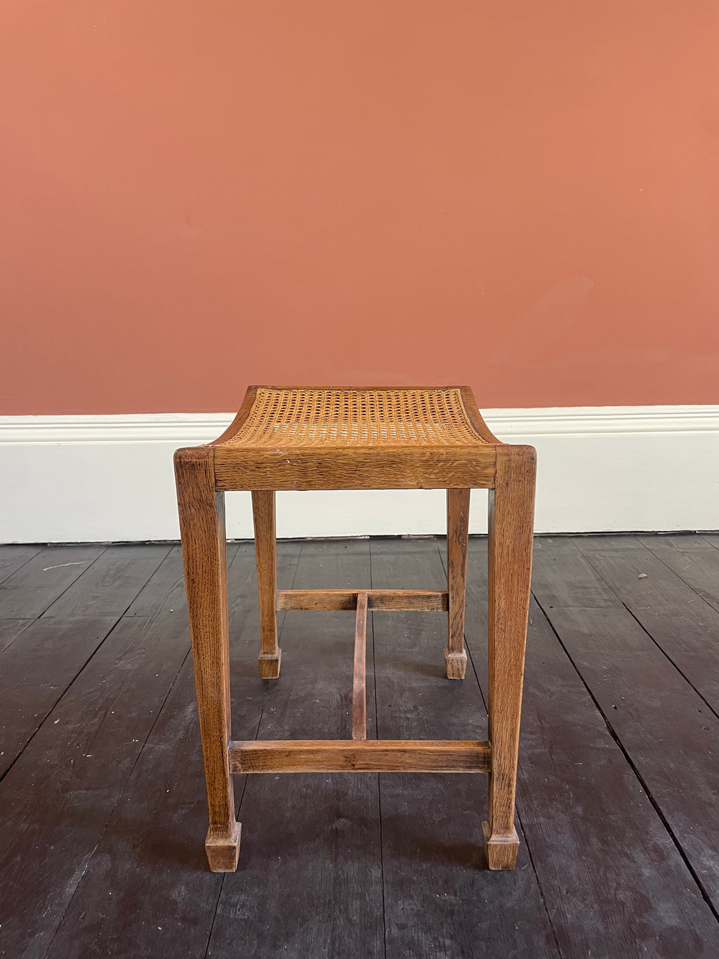 Arts and Crafts, Oak and Cane Stool, Early 20th Century