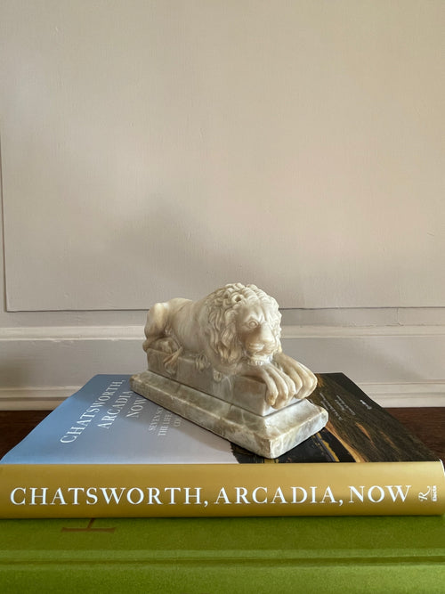 A 19th Century Carved Alabaster 'Canova/Chatsworth' Lion