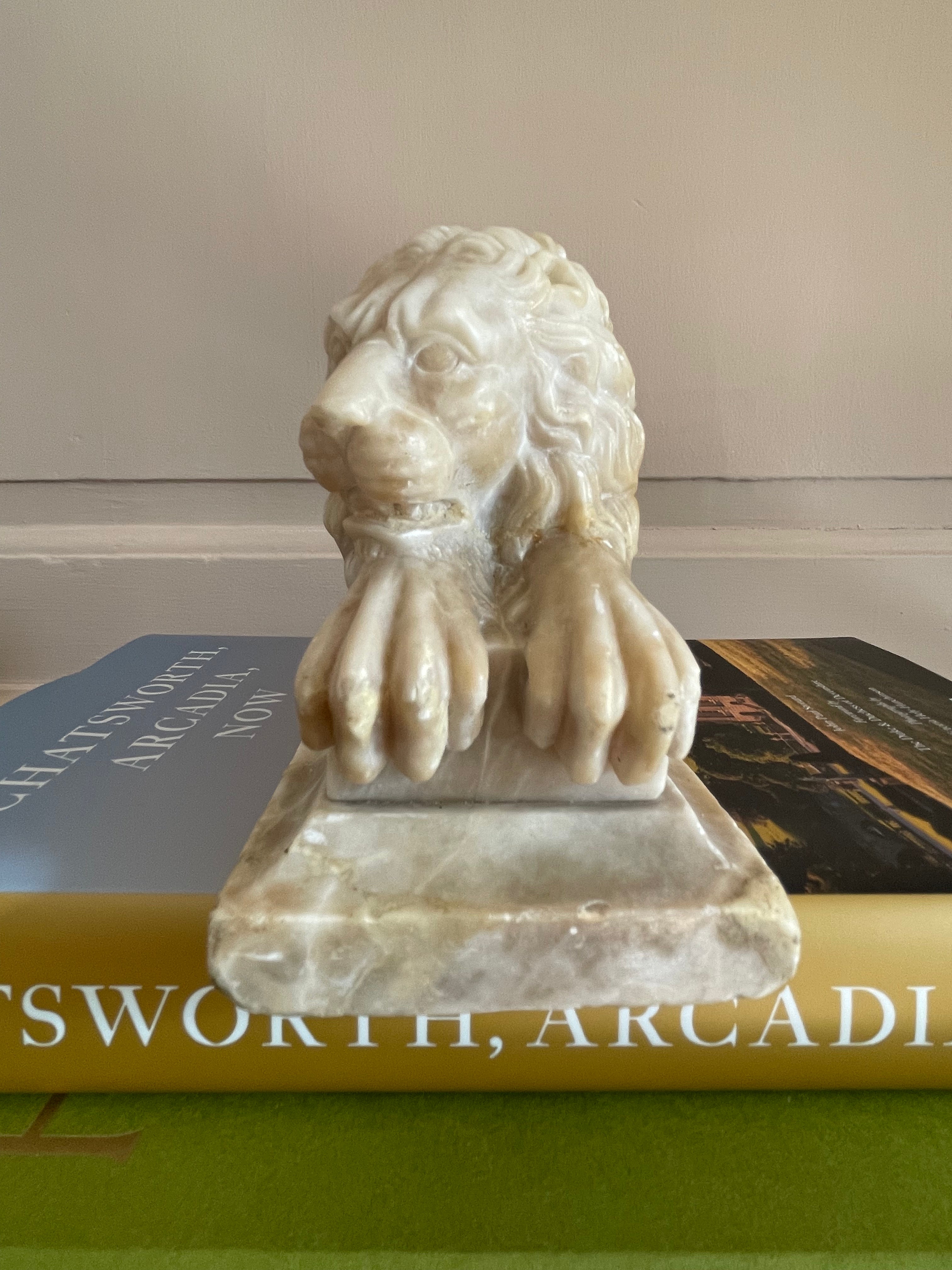 A 19th Century Carved Alabaster 'Canova/Chatsworth' Lion