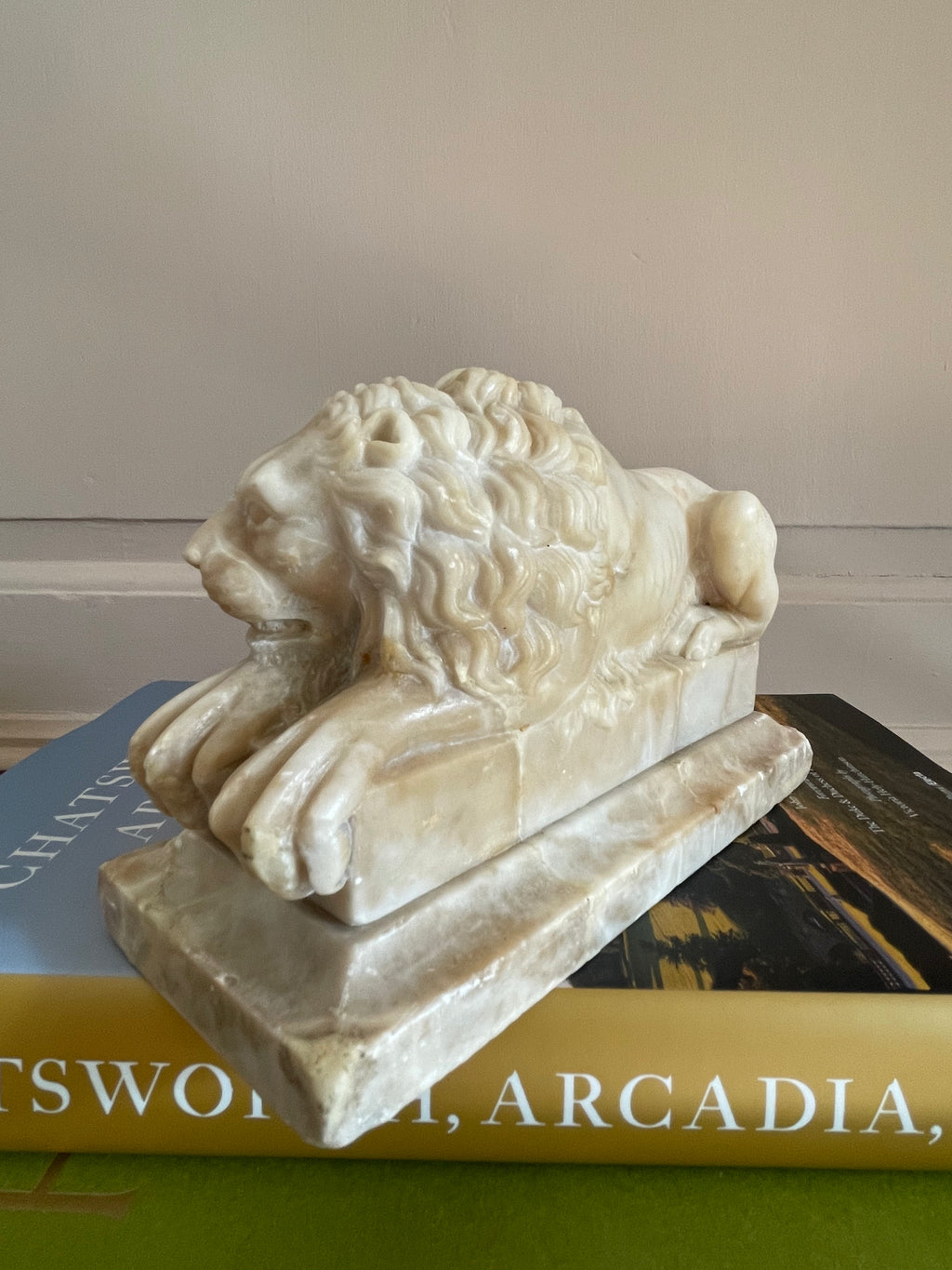 A 19th Century Carved Alabaster 'Canova/Chatsworth' Lion
