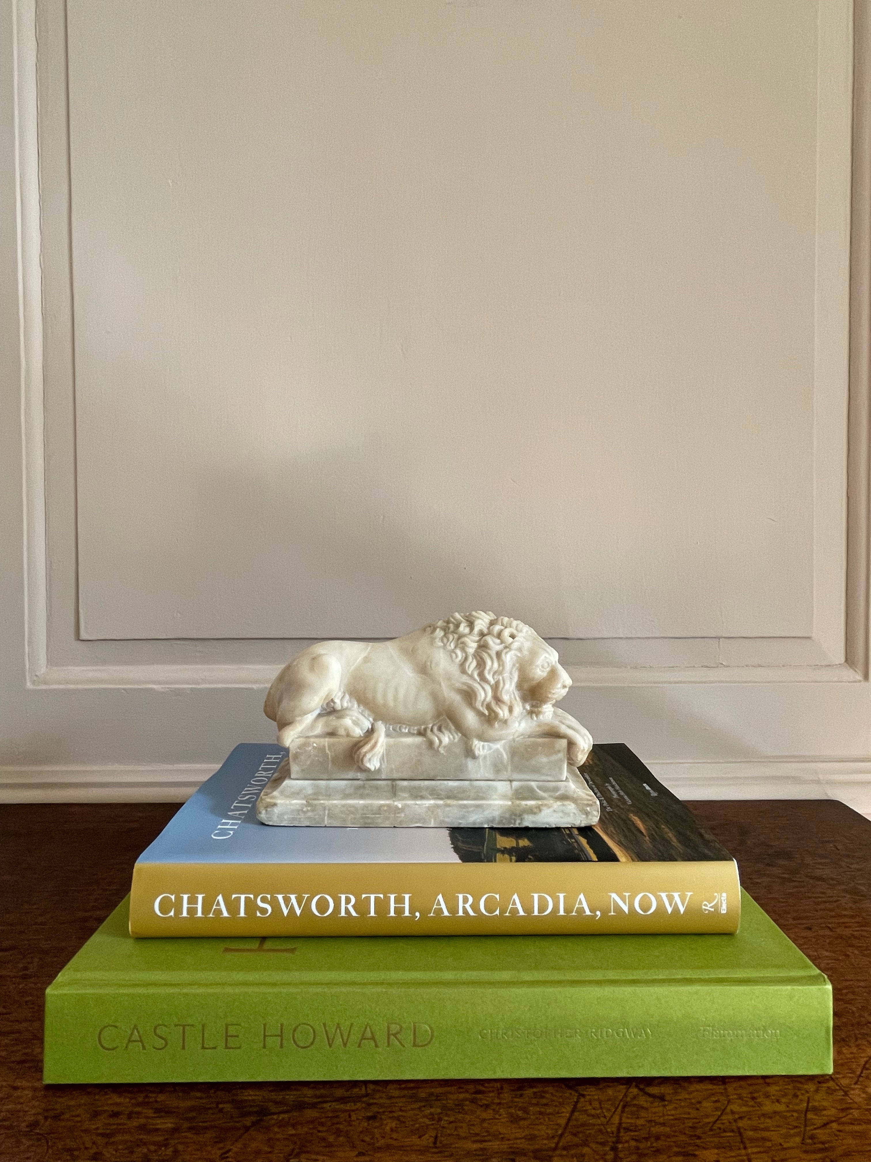 A 19th Century Carved Alabaster 'Canova/Chatsworth' Lion