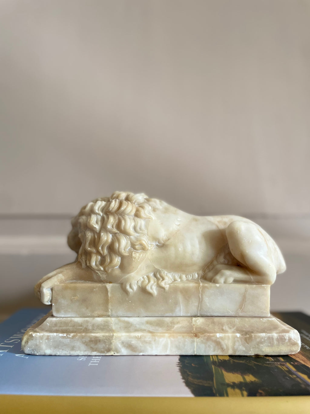A 19th Century Carved Alabaster 'Canova/Chatsworth' Lion