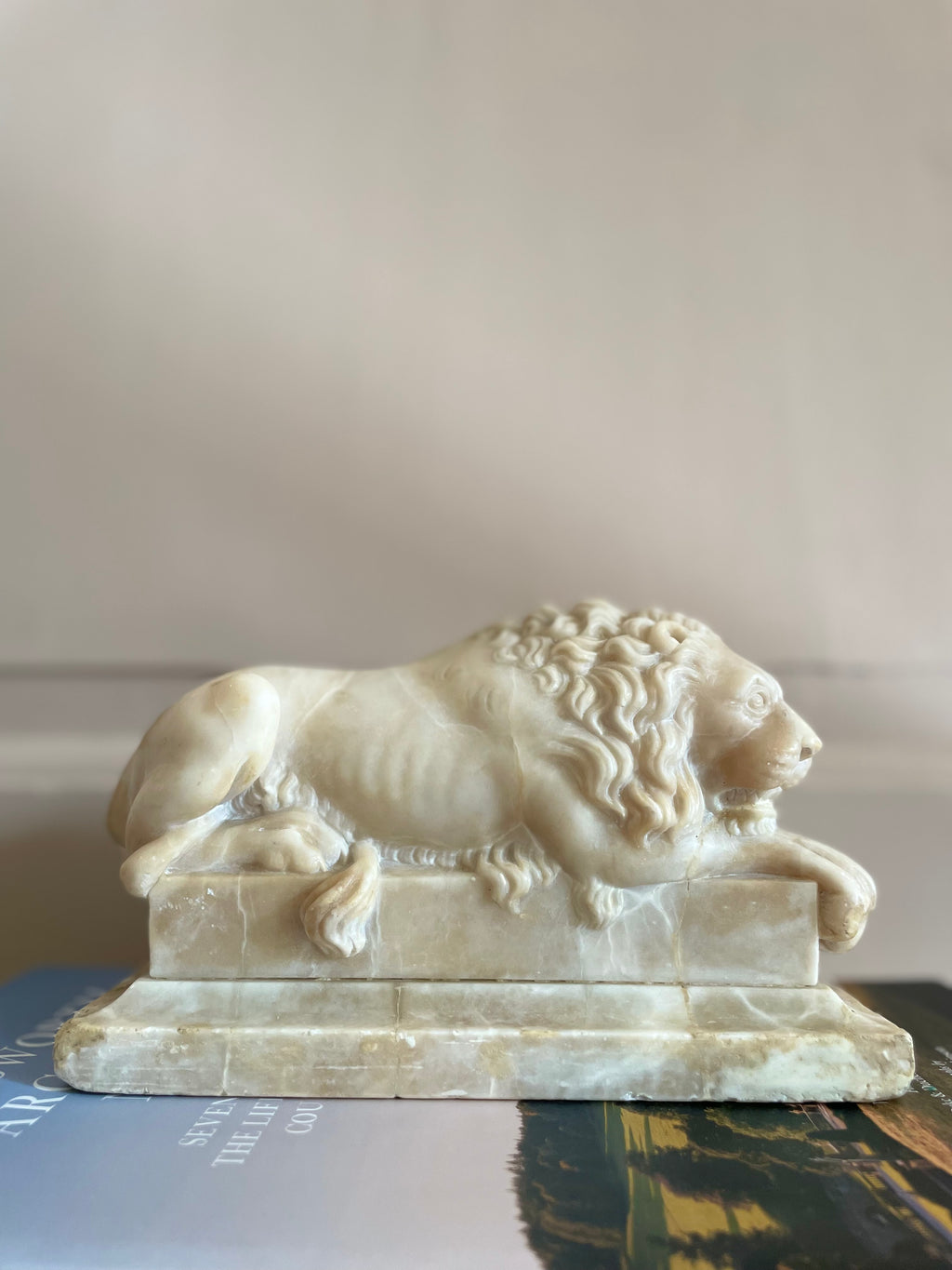 A 19th Century Carved Alabaster 'Canova/Chatsworth' Lion