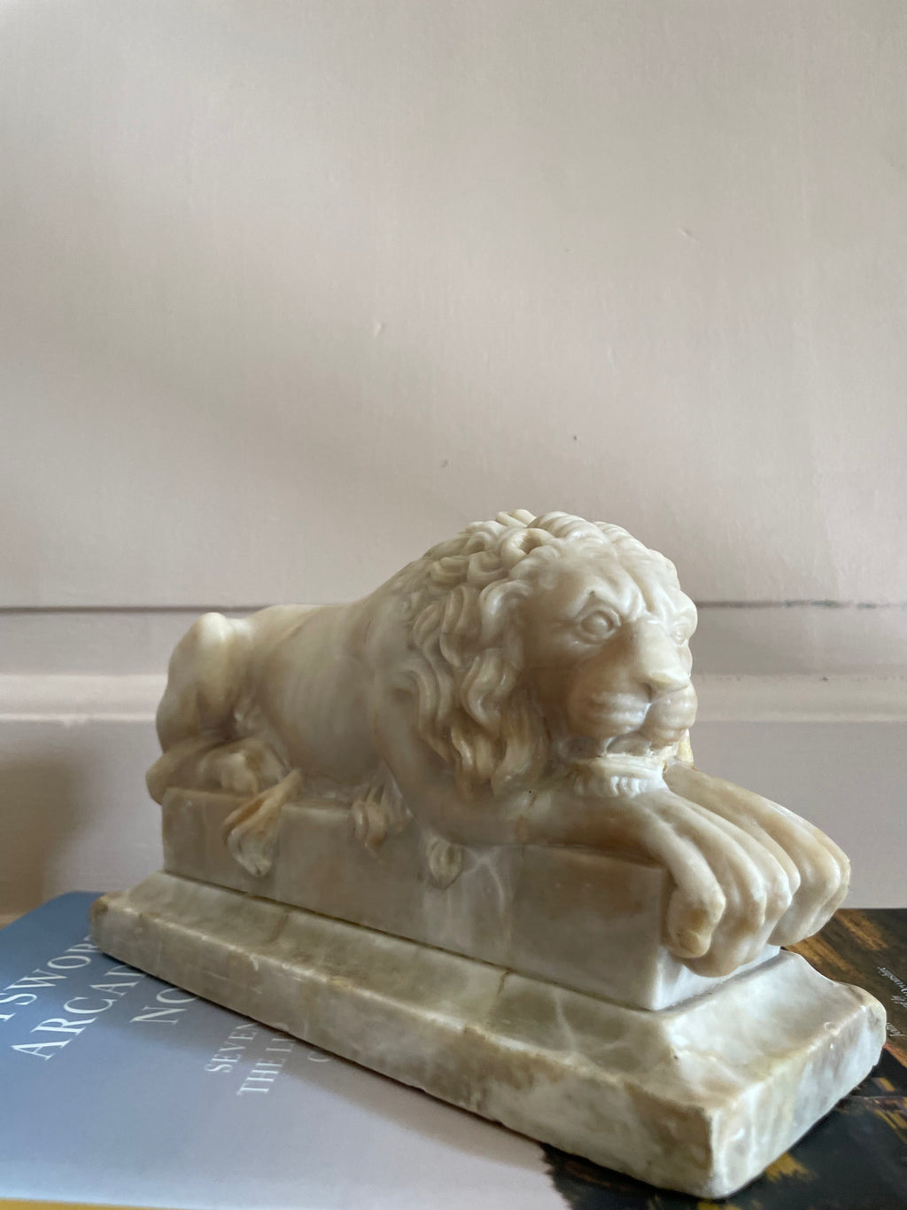 A 19th Century Carved Alabaster 'Canova/Chatsworth' Lion