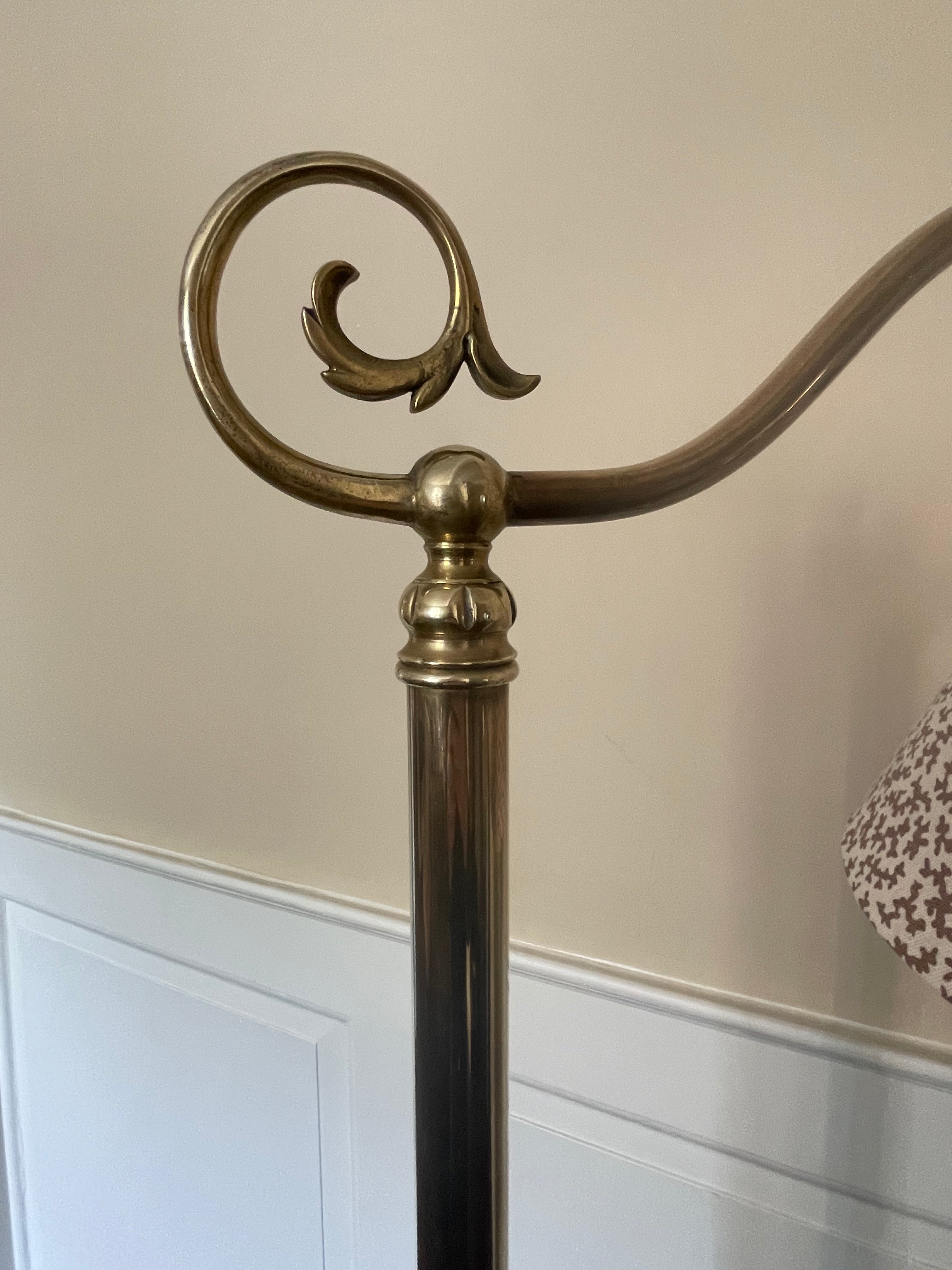 Brass Swan Necked Standard Lamp, Early 20th Century