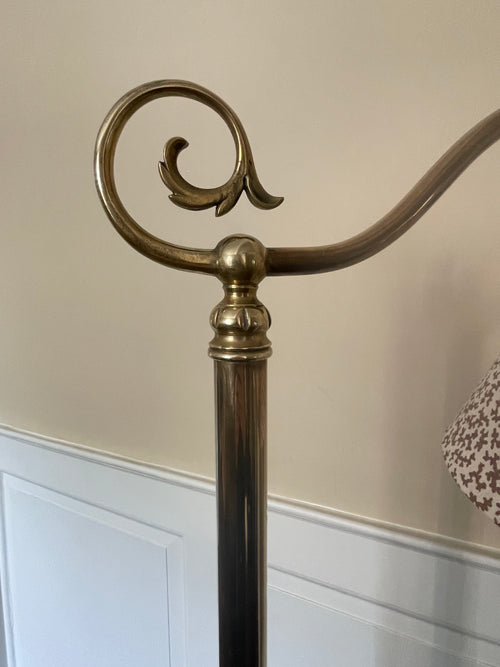 Brass Swan Necked Standard Lamp, Early 20th Century