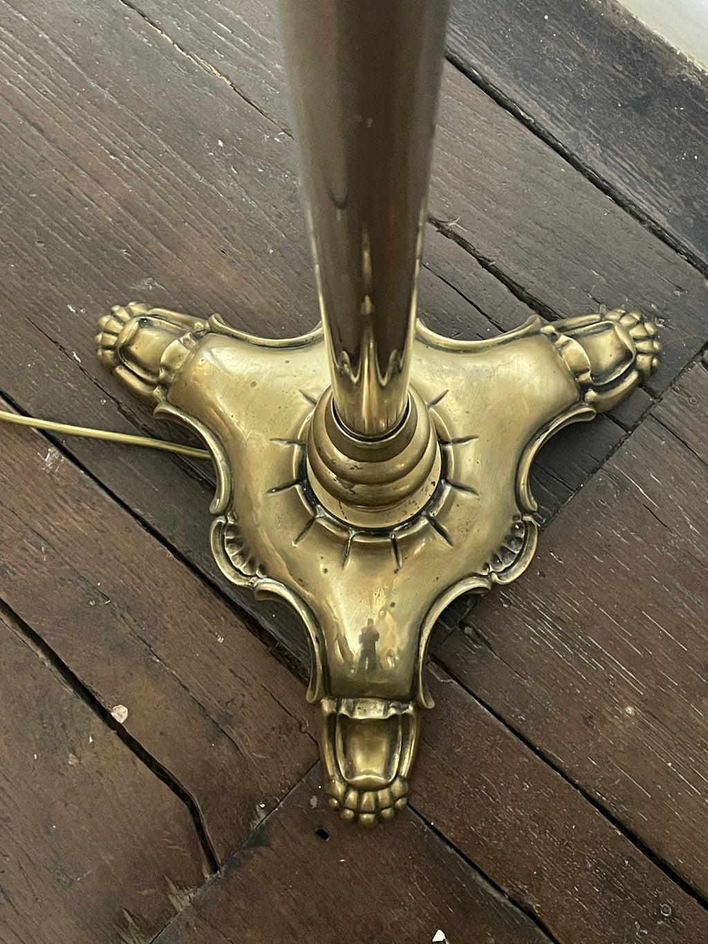 Brass Swan Necked Standard Lamp, Early 20th Century