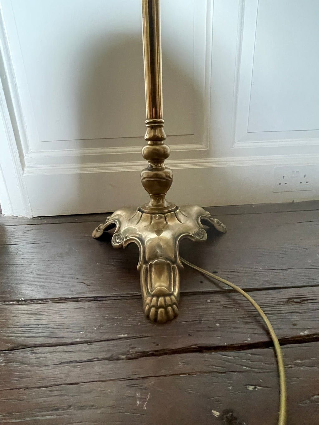 Brass Swan Necked Standard Lamp, Early 20th Century