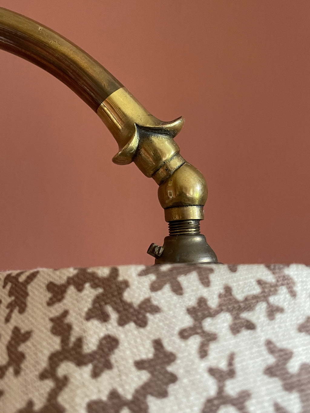Brass Swan Necked Standard Lamp, Early 20th Century