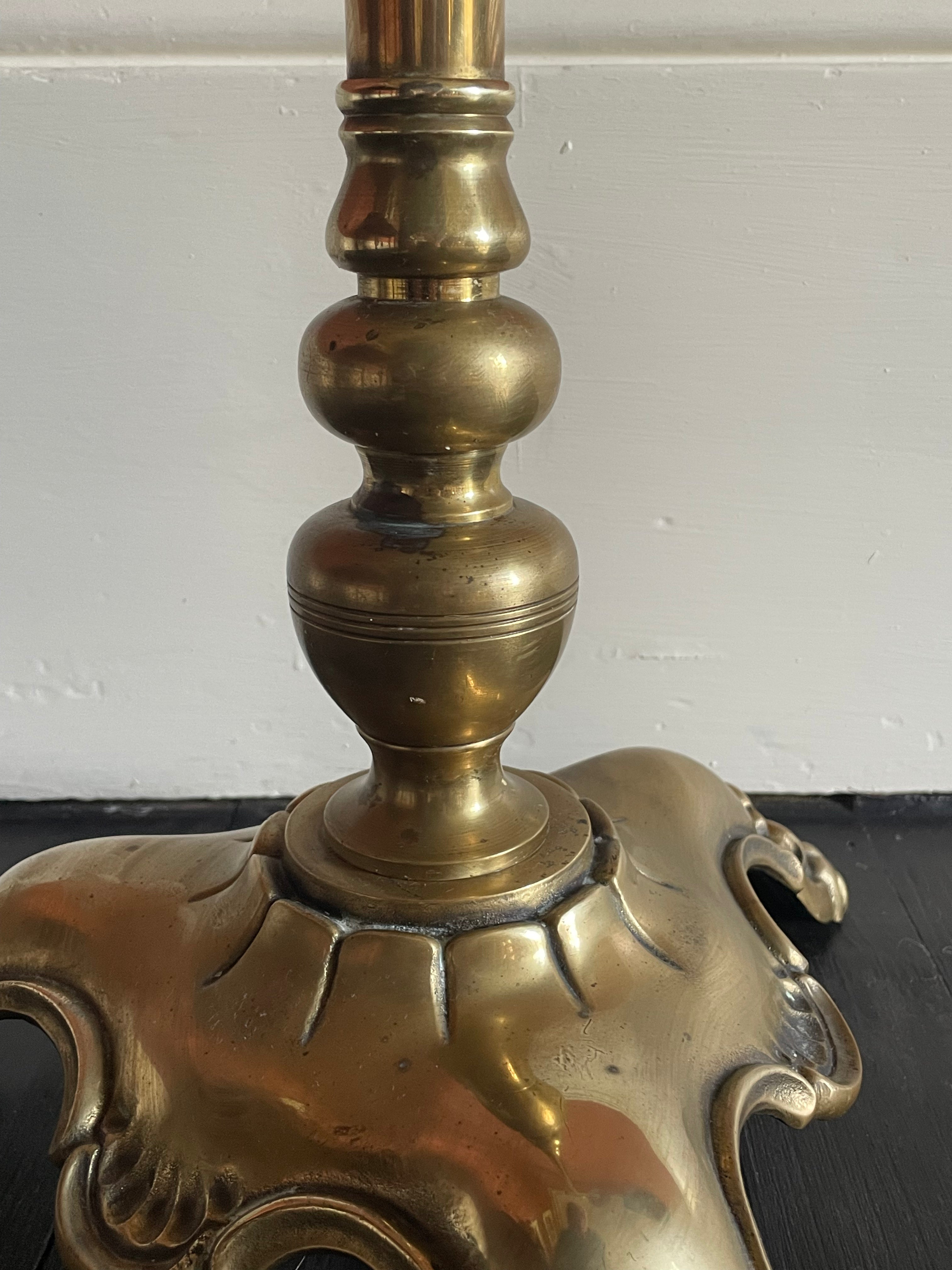 Brass Swan Necked Standard Lamp, Early 20th Century